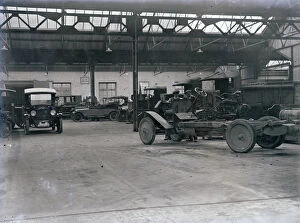 Images Dated 10th April 2018: Interior of Princes Garage with vehicles and workers, H. T. P. Motors Ltd, Truro, Cornwall