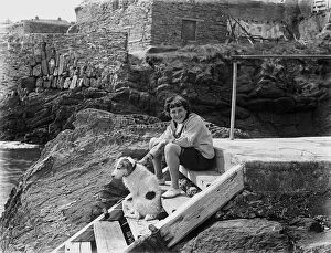 Newquay Collection: Jill Trounson at the Fly pilchard cellar, Newquay, Cornwall. Probably 1921