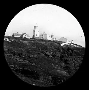 Images Dated 21st July 2018: Lizard lighthouse from top of the cliff, Landewednack. Cornwall. Before 1903