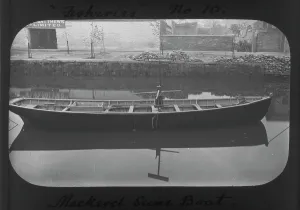 Mackerel seine boat, Cornwall County Fisheries Exhibition, Truro, Cornwall. July to August 1893