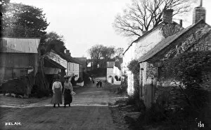 Images Dated 21st August 2017: The main road in Zelah, St Allen, Cornwall, looking west. Early 1900s