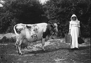 Agriculture Collection: Milkmaid, Cornwall. Early 1900s
