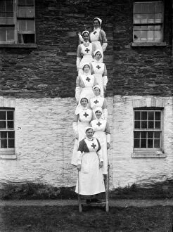 Images Dated 5th March 2016: Nurses at Royal Naval Hospital, St Clement, Truro, Cornwall. Probably 18th January 1916