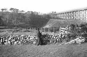 Images Dated 23rd August 2016: Passenger train crossing Penponds Viaduct, Cornwall. Before 1899