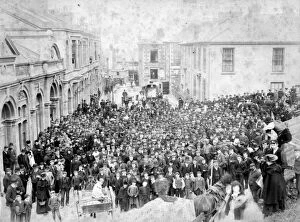 Redruth Collection: Peaceful demonstration by Miners, Redruth, Cornwall. 25th April 1889