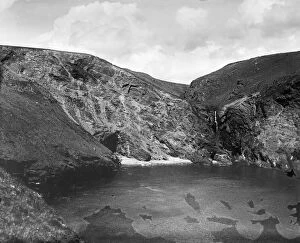 St Juliot Collection: Pentargon waterfall and bay, St Juliot, near Boscastle, Cornwall. 1902