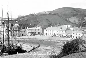 St Austell Collection: Pentewan harbour and village, St Austell, Cornwall. Late 1800s