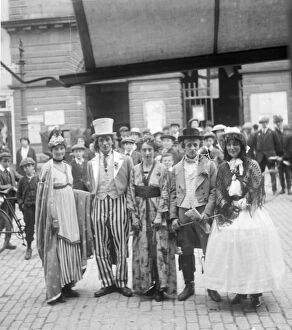 Images Dated 5th March 2016: Pierrot Troupe outside Truro City Hall, Boscawen Street, Truro, Cornwall. 31st August 1917