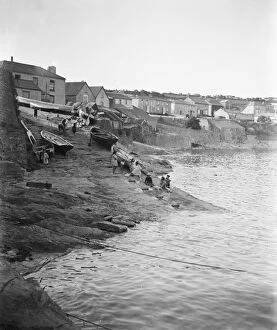 Images Dated 21st February 2017: Portscatho harbour slipway and village, Gerrans, Cornwall. Early 1900s