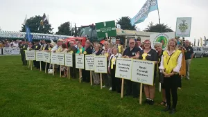 Preparing for the Princes Countryside Parade at the Royal Cornwall Show, Royal Cornwall Showground, Whitecross, Wadebridge, Cornwall. 7th June 2018