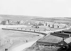 Images Dated 4th December 2018: The promenade and town from Cliff Road, Perranporth, Perranzabuloe, Cornwall. Early 1900s