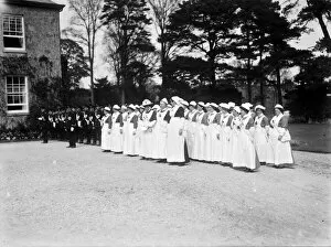 Feock Collection: Red Cross nurses, Tregye, Feock, Cornwall. 24th April 1914