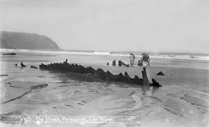 Images Dated 29th November 2018: Remains of the French three-masted barque Seine at Perranporth, Cornwall. 1901