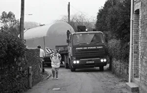 Images Dated 2nd December 2019: Restormel Road jammed by Lorry, Lostwithiel, Cornwall. March 1993