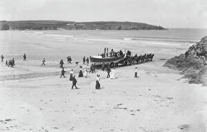 Images Dated 14th November 2019: RNLI lifeboat Arab II at Harlyn Bay, St Merryn, Cornwall. Around 1908