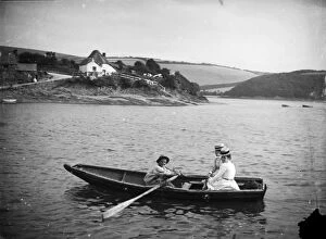 Gerrans Collection: Row boat near Gerrans, Cornwall. 1910s