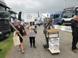 Royal Cornwall Museum staff leaving the Royal Cornwall Show, Royal Cornwall Showground, Whitecross, Wadebridge, Cornwall. 8th June 2018