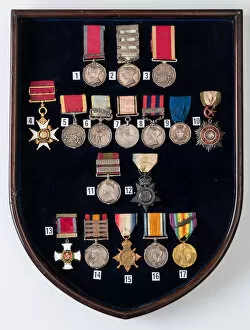 Images Dated 22nd November 2017: Shield with 17 Campaign Medals, 1807-1918