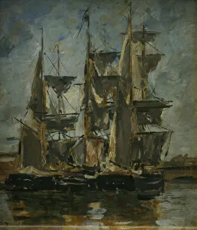 Images Dated 8th November 2019: Ships in a Harbour, Eugene Boudin (1824-1898)