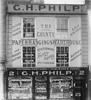 Images Dated 25th March 2019: Shop front of G. H. Philp, 2 King Street, Truro, Cornwall. Around 1910