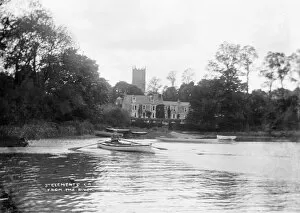 Images Dated 27th September 2017: St Clement Vicarage and church tower from the river, Cornwall. Early 1900s