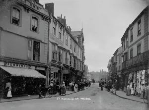 St Nicholas Street from Victoria Square looking towards Boscawen Street, Truro, Cornwall. Early 1900s