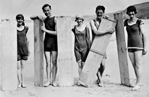 Perranporth Collection: Surfers on the beach, Perranporth, Perranzabuloe, Cornwall. Probably June 1922