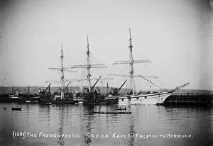 Falmouth Collection: The three-masted French ship Socoa in Falmouth Harbour, Cornwall. 1906