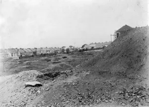 Tin dressing floor at Wheal Sparnon being turned into Victoria Park, Redruth, Cornwall. Late 1800s