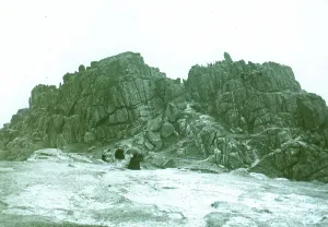 Treryn Dinas, near Treen, St Levan, Cornwall. Around 1910