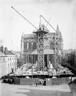 Images Dated 24th October 2016: Truro Cathedral with nave under construction, Truro, Cornwall. 1899