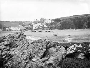 Porthallow Collection: View across the beach to Porthallow, St Keverne, Cornwall, 2nd July 1912