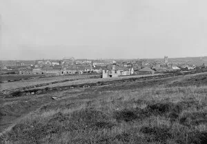 St Just in Penwith Collection: View across the fields to St Just in Penwith Churchtown, Cornwall. Early 1900s