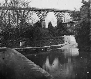 Railways Collection: View of Moresk viaduct from Moresk street in Truro. Pre 1881