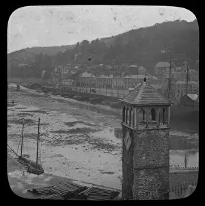 Looe Collection: View up river, Looe, Cornwall. Around 1900