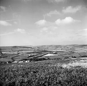 Images Dated 12th April 2018: View over Sancreed from Sancreed Beacon, Cornwall. 1969