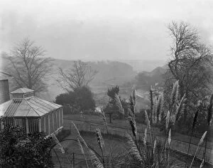 Perranarworthal Collection: View from the terrace at Goonvrea House, Perranarworthal, Cornwall. December 1924