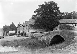 Images Dated 15th December 2017: The village street and bridge at Lerryn, St Veep, Cornwall. Early 1900s