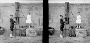 Water pump, Newquay Harbour, Cornwall. August 1913