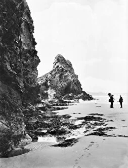 St Columb Minor Collection: Watergate Bay near Zachrys Island, St Columb Minor, Cornwall. June 1909