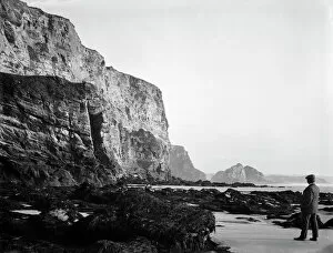Images Dated 12th December 2016: Watergate Bay Pillory Cliffs, St Columb Minor, Cornwall. June 1909