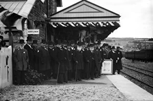 Images Dated 30th August 2016: Welcoming party on the opening day of Padstow railway station, Cornwall. 27th March 1899