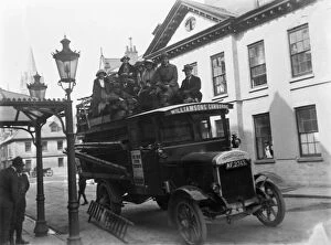 Transport Collection: Williamsons double-decker open top motor bus, Princes Street, Truro, Cornwall. 1920