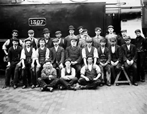 Railways Collection: Workers in front of locomotive GWR 1307. Possibly around 1895