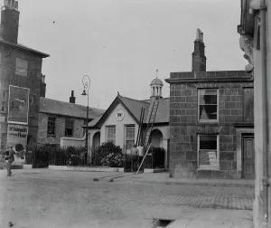 City Prints: Workmen finishing the roof of the public toilets on Lemon Bridge at the bottom of Lemon Street
