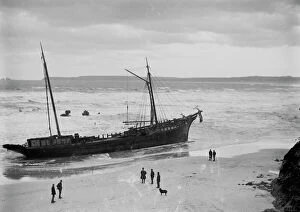 Images Dated 14th November 2019: The wreck of the collier Bessie, with all that remains of the wrecked Vulture in the surf beyond