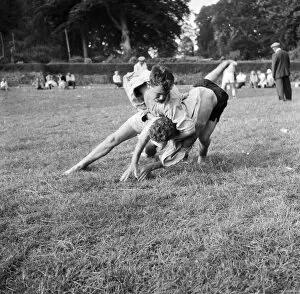 Wrestling Collection: Wrestling match at an unknown location, Cornwall. 1959