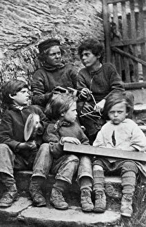 Polperro Collection: Five young boys, Polperro, Cornwall. 1860-1870s