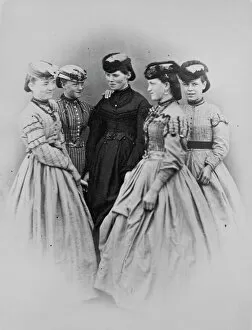 Polperro Collection: Five young ladies, Polperro, Cornwall. 1860-1870s